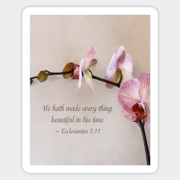 Inspirational - Ecclesiastes 3 11 He Hath Made Everything Beautiful Sticker by SusanSavad